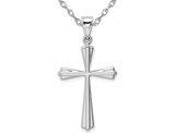 14K White Gold Polished Cross Pendant Necklace with Chain